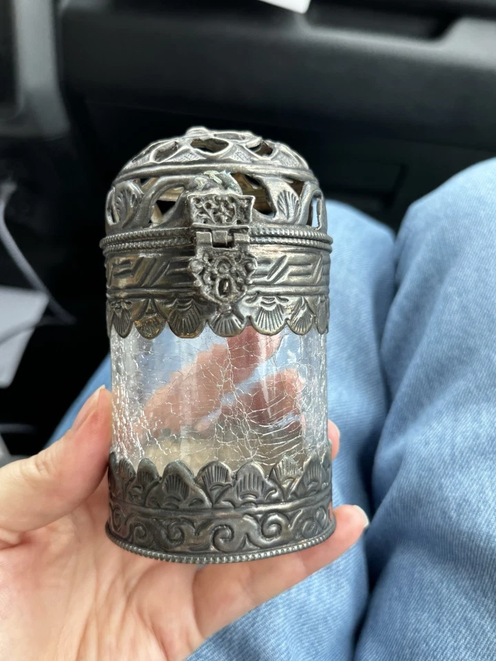 Soporte de incienso vintage de vidrio craquelado transparente | Metal mezclado, decoración decorativa del hogar Foto 1 de 2