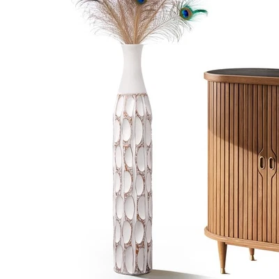 Jarrón de 27,5" - Jarrones blancos para decoración del hogar, cilindro alto cuello delgado florero de piso para... Foto 1 de 4