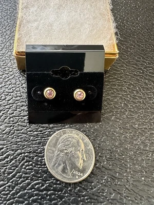 Aretes de circonita cúbica rosa rellenos de oro para mujeres niñas joyería de moda regalo para mujeres Foto 1 de 4