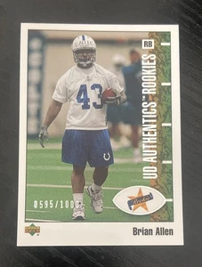 UD Authentics 2002 - Rookies Brian Allen #116/1000 (RC) Colts - Imagen 1 de 2