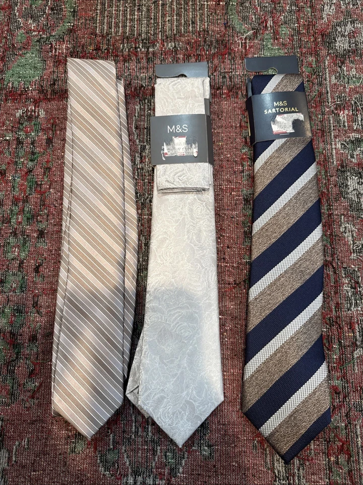 Lote de 3 1 Banco Jos A Y 2 M & S Sartorial (Corbata Plateada Es Un Juego de 2 ParesHermoso Foto 1 de 4