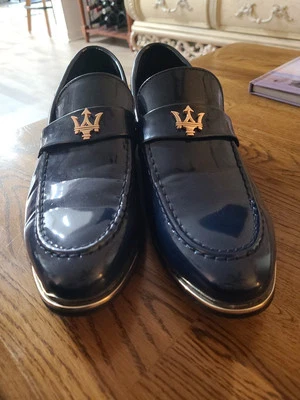 男式蓝色正装鞋漆皮乐福鞋商务鞋 EU 43 (9) — 第 1/4 张图片