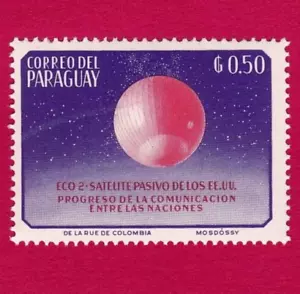 ECHO 2  SATELLITE LAUNCH STAMP PARAGUAY SPACE NEW MNH - Picture 1 of 1