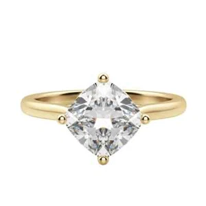 14K Yellow Gold Engagement Ring 2.00 Carat Cushion Cut Lab Grown Diamond - Picture 1 of 5