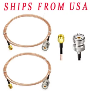 2xSO239 UHF Female PL259 to SMA Male Plug RG316 12" Cable Jumper Pigtail Adapter - Picture 1 of 5