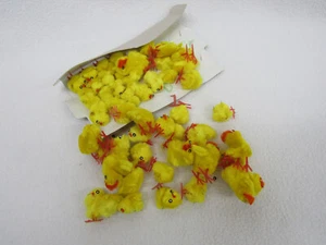Vtg Chenille Easter Chicks Small Yellow Wire Plastic Feet Please READ - Picture 1 of 10