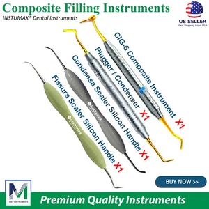 Kit restaurador de instrumentos de llenado compuesto dental recubierto de titanio dorado/azul - Imagen 1 de 29