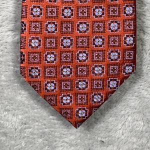 Canali Tie Orange Floral Medallion Silk Made in Italy - Picture 1 of 7