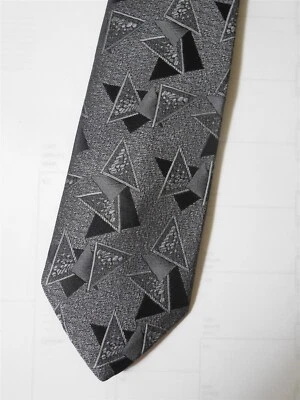 Corbata ENVOY Edición Limitada Seda Plata Negro Triángulos 57" x 3" Foto 1 de 2