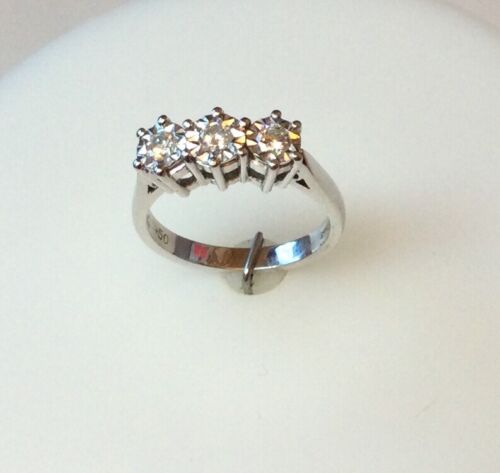 18ct White Gold 3 Stone Diamond Ring with Starlight Setting.  .50ct