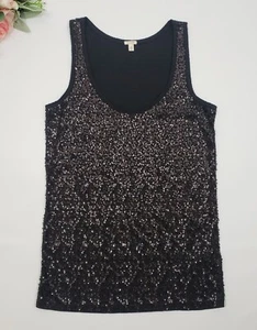 J. Camiseta sin mangas con secuencia negra metálica Crew talla XS para mujer - Imagen 1 de 11