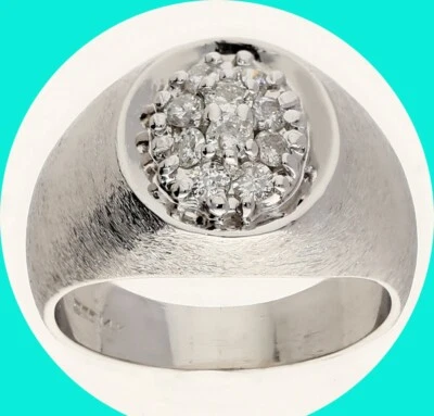 Anillo con racimo de diamantes para hombre de oro blanco de 0,48 quilates de 14 K talla 7,5 Foto 1 de 4