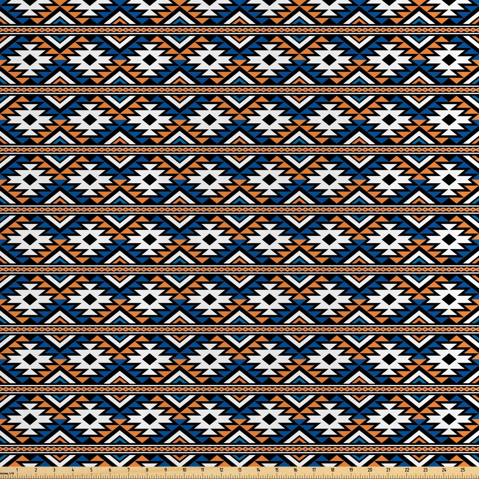 Boho Satin Stoff als Meterware geometrische Muster - Bild 1 von 1