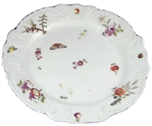 Antique 18thC Royal Vienna Porcelain Flowers Bugs Plate Porzellan Teller Wien - Picture 1 of 11