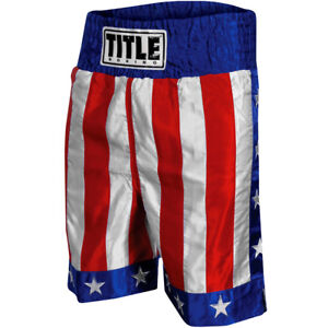 Title Boxing American Flag 4" Waistband Satin Boxing Trunks - USA