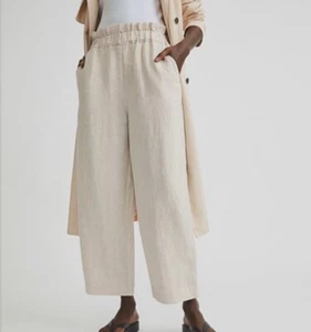 Pantalón bolsa de papel de lino con detalle de cintura Witchery talla 8 natural para mujer’s - Imagen 1 de 6
