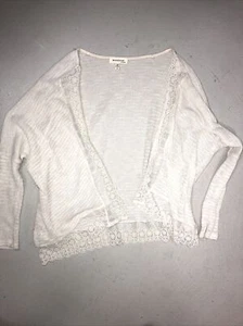 Monteau Lace 3/4 Sleeve Open Front Cardigan Womens Size S - Picture 1 of 7