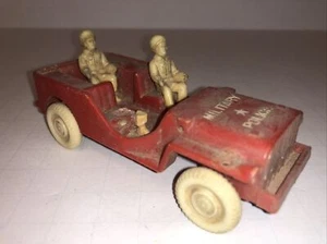 1950's Thomas Toys Plastic Red Military Police Jeep - Picture 1 of 8