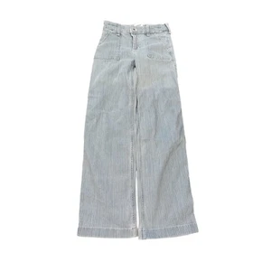 Abercrombie Kid's Girl Blue Striped Print High Rise Wide Leg Jeans Size 11/12 - Picture 1 of 5