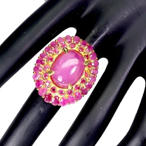 925 Sterling Silver Ring Oval Ruby 15x11mm Natural Gemstone Jewelry Size 8 - Picture 1 of 13