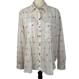 Anthropologie Maeve Top Shirt Size 14 Teepee Embroidered Relaxed Boho Western - Picture 1 of 15
