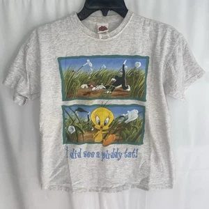Vintage 90s Looney Tunes Tweety Bird Sylvester See Puddly Tat T Shirt Youth XL - Picture 1 of 5