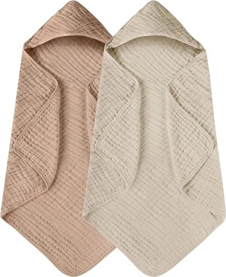 Yoofoss Hooded Baby Towels for Newborn 2 Pack 100% Muslin Organic Cotton Baby Ba - Image 1 of 4