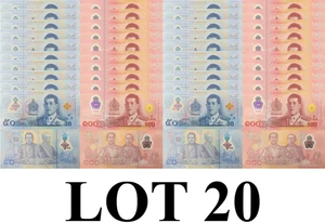 Thailandia 50 100 Baht ND 2025 P 146 147 NUOVO Polimero UNC Set 2 LOTTO 20 NR - Foto 1 di 7