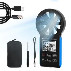 Digitales CFM Luftstrom-Anemometer Windmesser mit Taupunkt, Temp, RH und Höhe DE - Bild 1 von 10