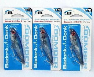 (3) BOMBER SALTWATER GRADE 3.5" 1/2OZ HP BADONK-A-DONKS - SLVR FL/BL BK - Picture 1 of 1