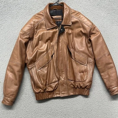 Chaqueta de cuero italiana Bally para hombre 46 marrón Italia clásica aviador bombardero Foto 1 de 4