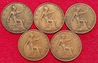 RARE KINGS NORTON & HEATON MINT GEORGE V 1912H,1918H,1919H,1918KN 1919KN PENNIES
