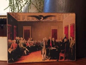 Primitive Declaration of Independence Patriotic Print on Canvas Board 8x10"  - Picture 1 of 3