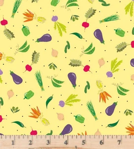 Tela de algodón amarillo What's Cookin' Veggies - Imagen 1 de 2