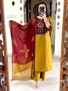 Hermoso conjunto de pantalones Kurta étnicos de Bollywood de diseñador de mujeres indias Salwar Kameez - Imagen 1 de 8