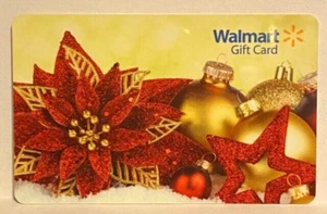 WalMart Christmas Gold Ornaments Red Poinsettias Stars 2015 Gift Card FD-48539 - Picture 1 of 1