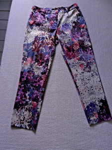 H&M Floral Shiny Summer Trousers - Size 10 - Picture 1 of 8