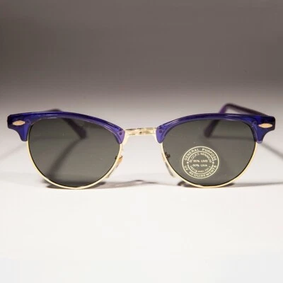 Gafas de sol vintage de media montura azul púrpura para mujer - Hedy Foto 1 de 3