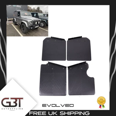 FRONT AND REAR MUDFLAPS FOR LAND ROVER DEFENDER 90 WITH BRACKETS BOLTS OE FIT - Image 1 of 4