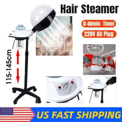 Vaporizador de cabello de pie capucha enrollable cuidado de peluquería temporizador máquina de salón Foto 1 de 4
