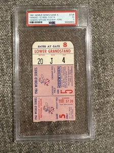 1961 WORLD SERIES GAME 5 TICKET NEW YORK YANKEES CLINCH 19TH WORLD SERIES PSA 5 - Picture 1 of 2