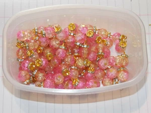 15mm fancy glass PINK CHAMPAGNE crystal gem dress button sew on jewel rhinestone - Picture 1 of 2