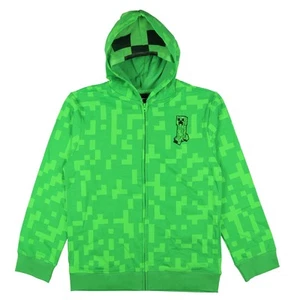 Minecraft Jacket Boys Creeper Fleece Gamer Zip Up Hoodie - Picture 1 of 3