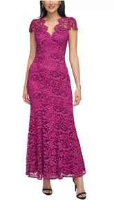 Neu mit Etikett Eliza J langes Kleid Magenta überbackene Spitze Brautmutter Größe 12 - Bild 1 von 14