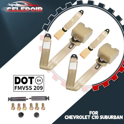 2 peças alças de cinto de segurança de carro ajustáveis premium 3 pontos compatível com Chevrolet C10 Suburban - Imagem 1 de 4