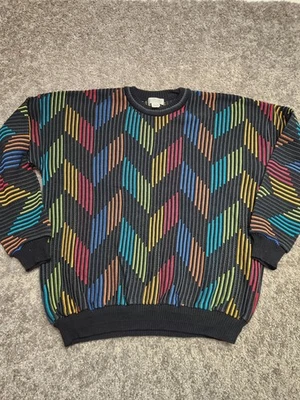 Suéter Texturizado Vintage Norm Thompson Tejido 3D Arco Iris Estilo Coogi Talla Grande Foto 1 de 4