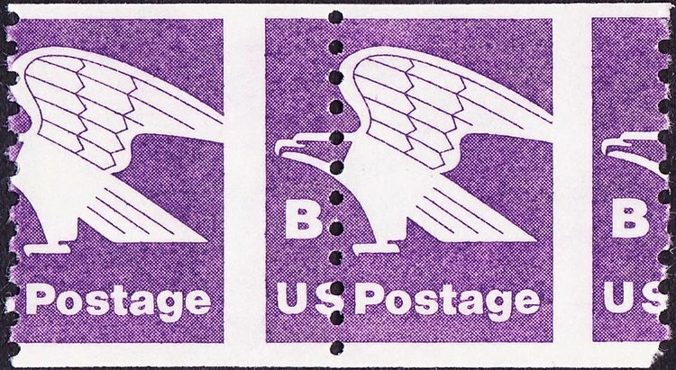 US - 1981 - (18 Cents) Purple Non-Denominated Eagle B Stamp 1820 Misperf Pair NH - Image 1 of 1