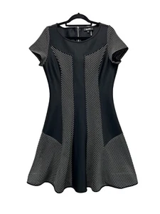 DKNY Damen schwarzes knielanges Kleid mit Farbblock - Medium - Bild 1 von 12