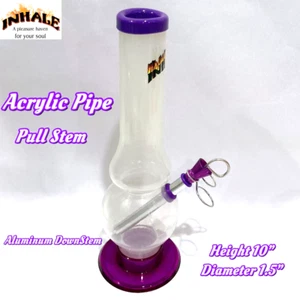 INHALE®️ 1.5x10" MUSHROOM ACRYLIC Hookah WATER PIPE w PULL STEM MADE IN USA - Picture 1 of 4