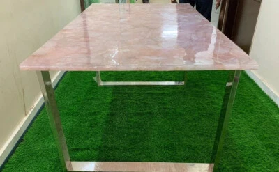 Pink Rose Quartz Stone Halway Office Counter Table Handmade Art Home Interior - Image 1 of 3